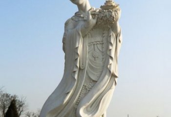 徐州古典美女雕塑——十二花神之四月牡丹杨玉环汉白玉