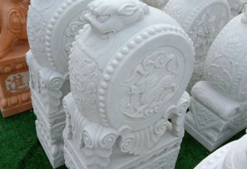 徐州中领雕塑|精美石雕貔貅汉白玉门墩
