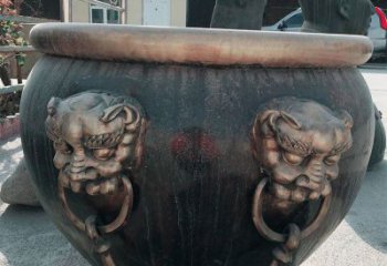 徐州铜雕圆形荷花水缸雕塑 (6)