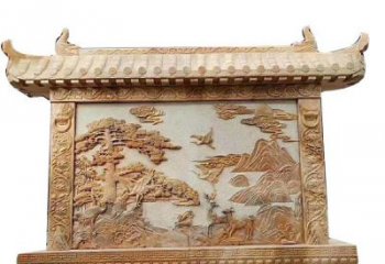 徐州晚霞红松鹤延年浮雕影壁