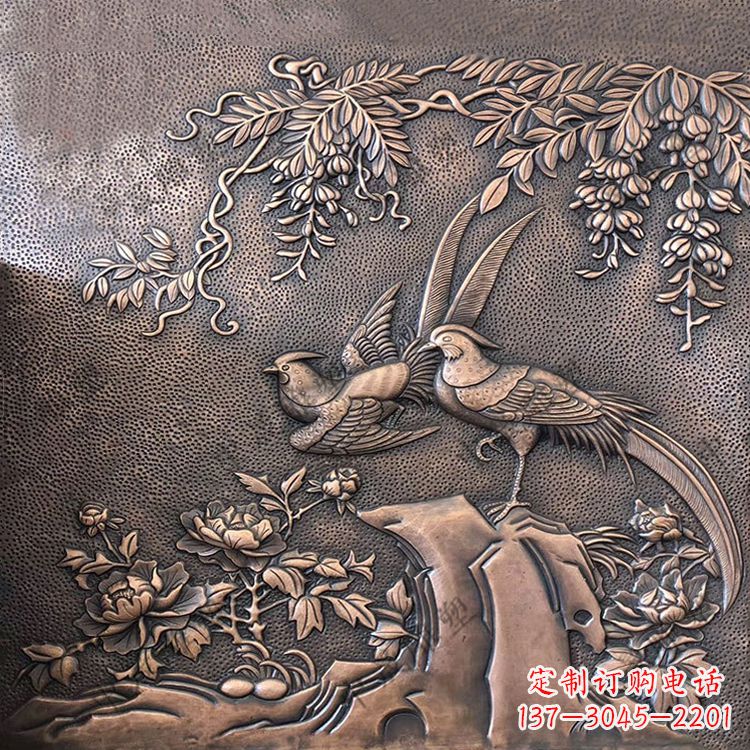 徐州喜鹊紫铜浮雕装饰画