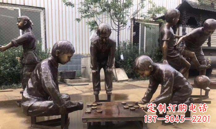 徐州下象棋儿童铜雕 (2)