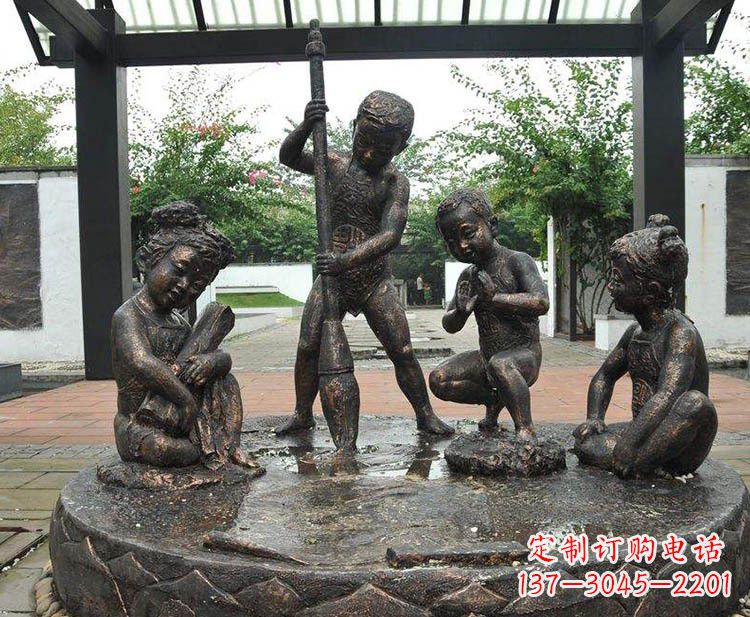 徐州小孩写大字铜雕小品