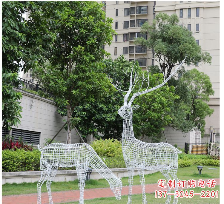 徐州小区不锈钢镂空梅花鹿鹿雕塑