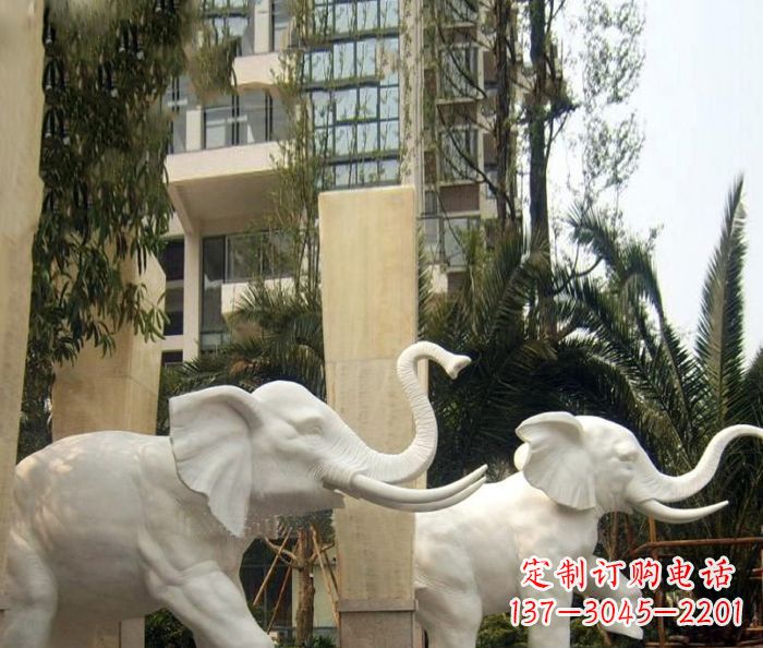 徐州小区景观汉白玉大象石雕