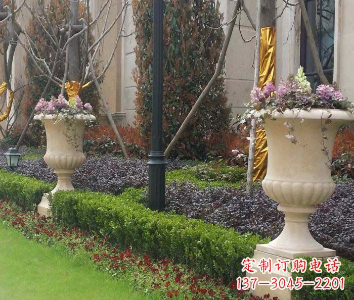 徐州小区景观汉白玉花盆石雕