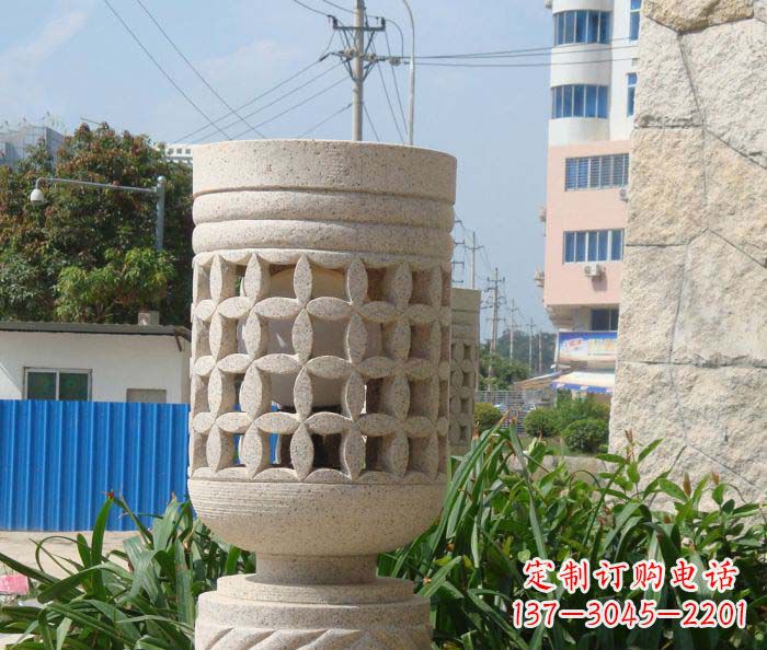 徐州小区景观镂空石灯石雕