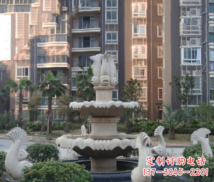 徐州小区景观鲤鱼喷泉石雕