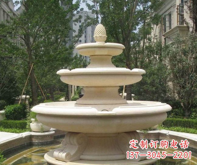 徐州小区景观晚霞红多层喷泉石雕