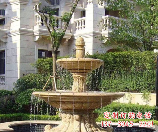 徐州小区景观晚霞红多层喷泉石雕 (4)