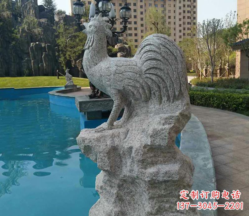 徐州小区十二生肖鸡动物石雕