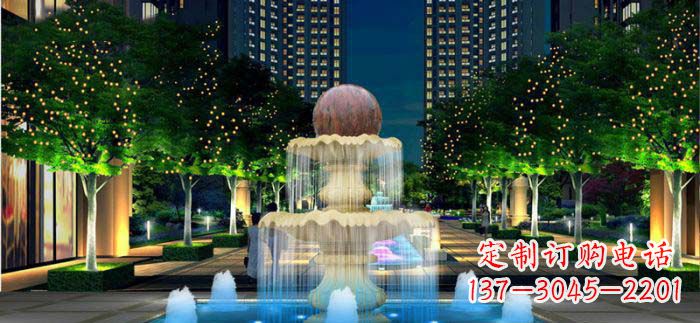 徐州小区石来运转风水球石雕喷泉