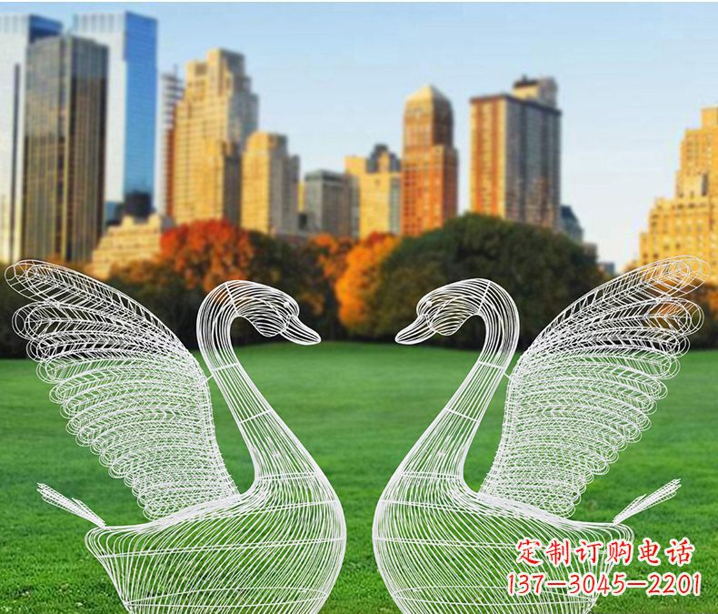 徐州小区天鹅镂空不锈钢雕塑