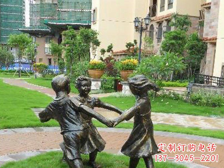 徐州小区铜雕儿童玩游戏人物雕塑