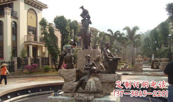 徐州小区西方美女喷泉人物铜雕
