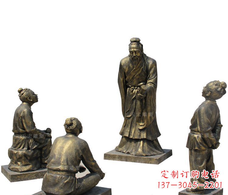 徐州校园孔子讲学铜雕塑