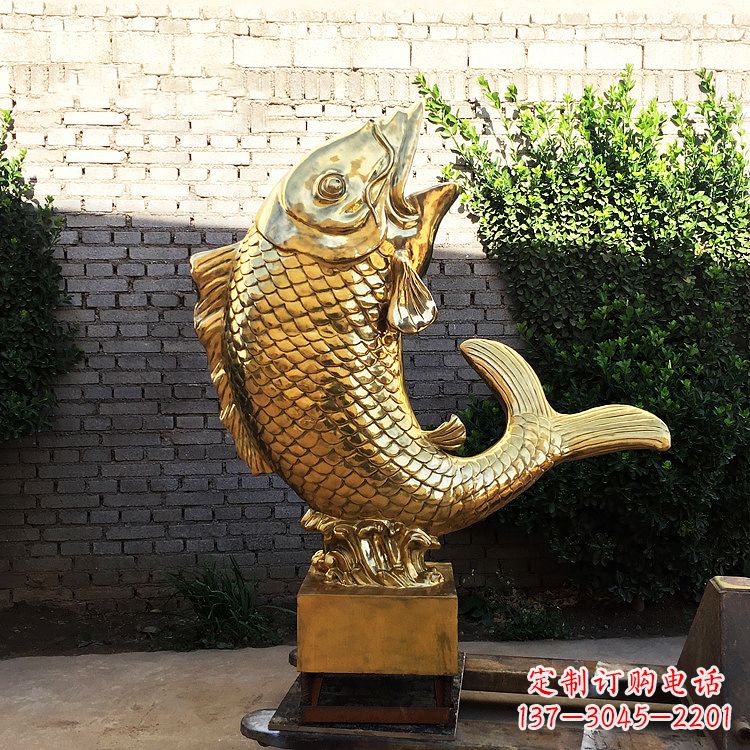 徐州鱼跃景观铜雕-纯铜铸造企业商场动物雕塑摆件