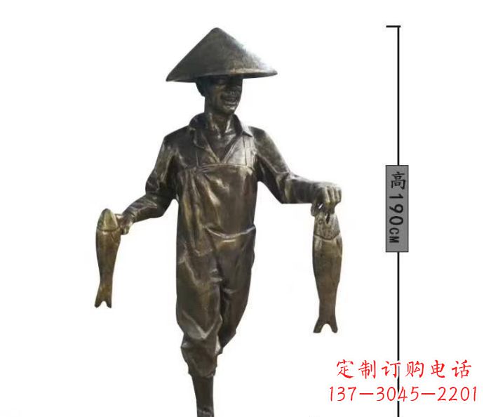 徐州渔夫捕鱼民俗铜雕 (2)