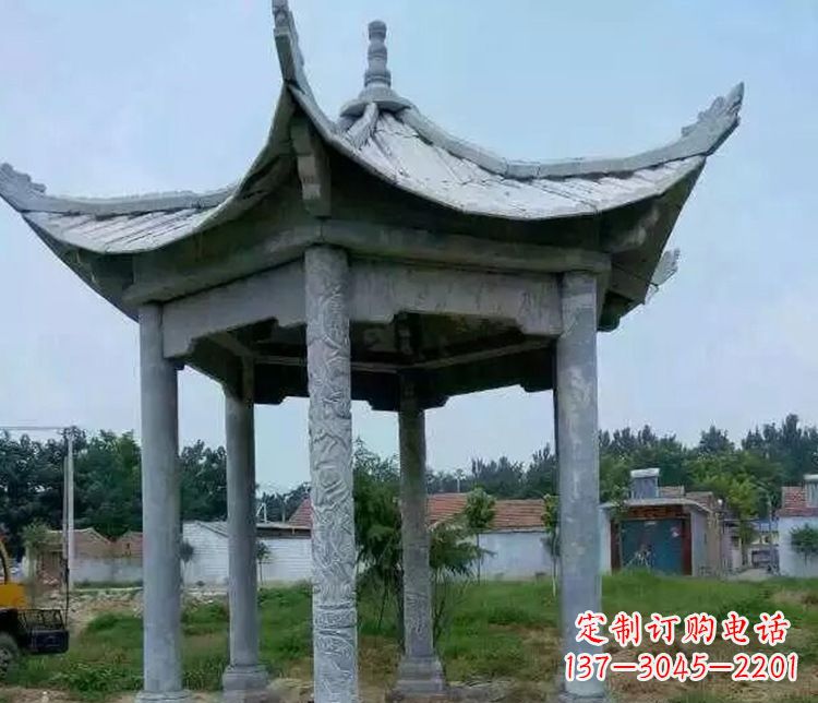 徐州园林仿古六角凉亭景观石雕