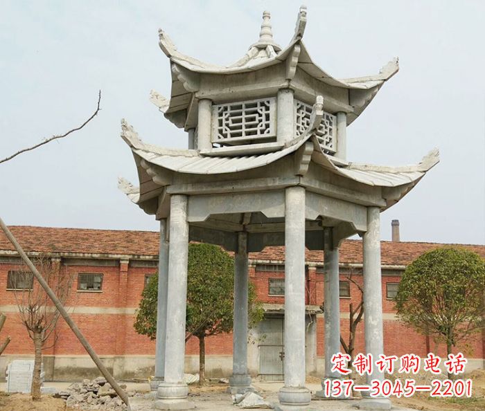 徐州园林仿古双层石雕凉亭 (2)