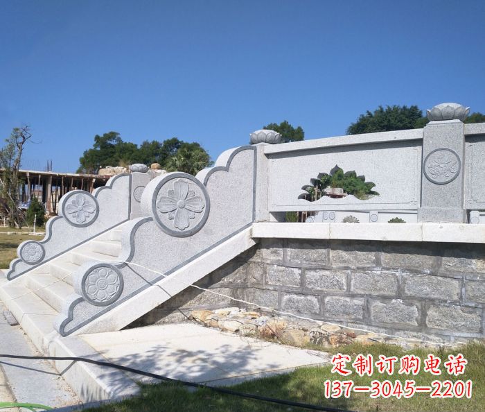 徐州园林景观大理石镂空莲花石栏板 (2)