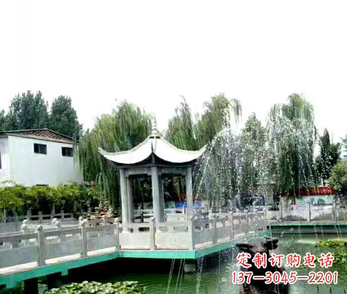 徐州园林景观单层六角石雕凉亭