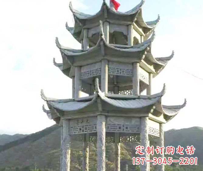 徐州园林景观多层凉亭石雕 (3)