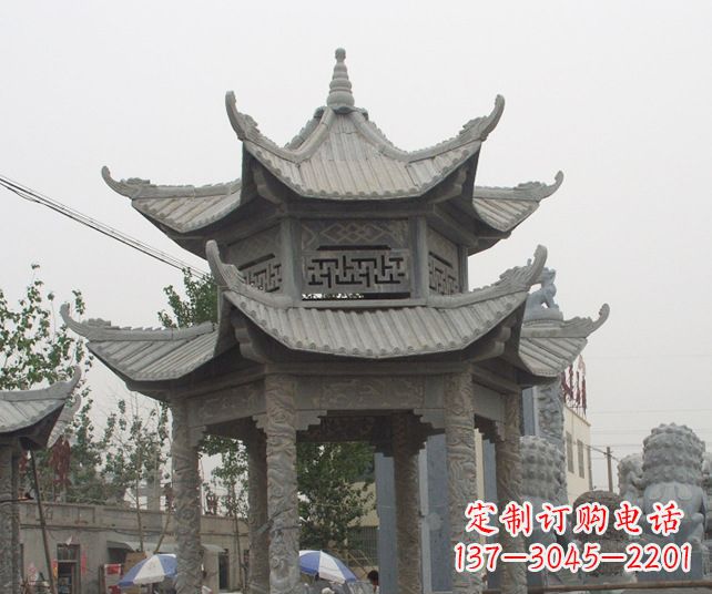 徐州园林景观仿古石雕凉亭 (2)