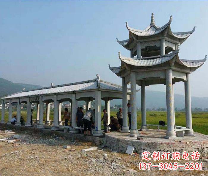 徐州园林景观仿古石雕长廊凉亭