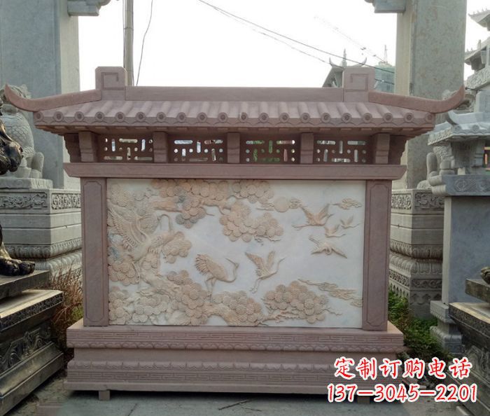 徐州园林景观松鹤石浮雕影壁