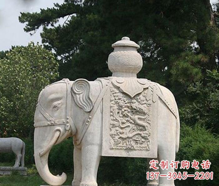 徐州园林景观驮宝大象石雕