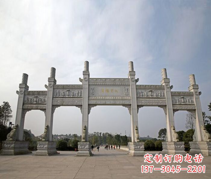 徐州园林景观五门石雕牌坊