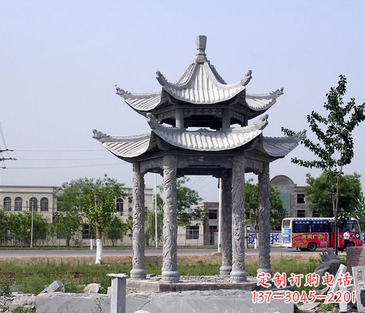 徐州园林双层仿古凉亭石雕