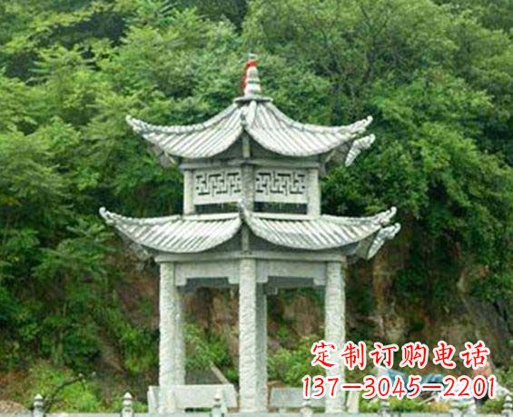 徐州园林双层六角石凉亭景观石雕
