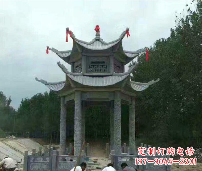 徐州园林双层凉亭石雕 (3)