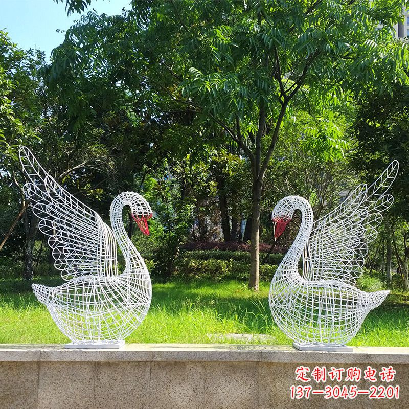 徐州展翅天鹅网格雕塑-上色款