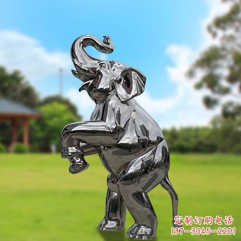 徐州站立的不锈钢小象雕塑