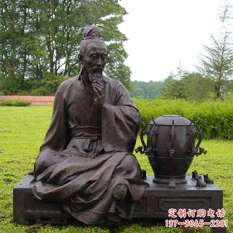 徐州张衡与地动仪铜雕景观-公园园林历史名人情景雕塑