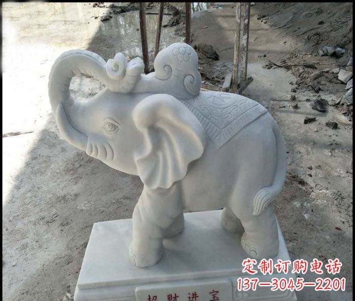 徐州招财进宝汉白玉招财小象石雕