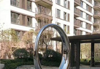 徐州小区不锈钢镜面圆环雕塑 
