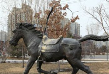 徐州小区动物奔跑的马铜雕