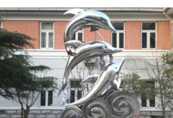 徐州校园不锈钢海浪海豚雕塑