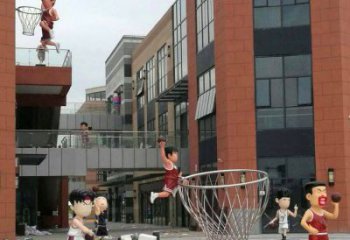 徐州校园卡通人物打篮球雕塑