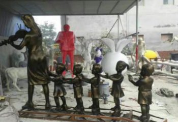 徐州校园老师和儿童铜雕