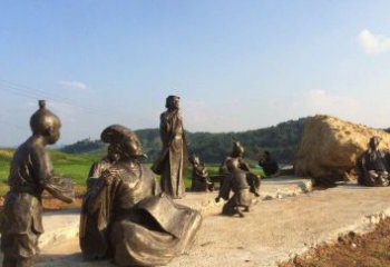 徐州园林古代人物和玩耍的小孩小品铜雕