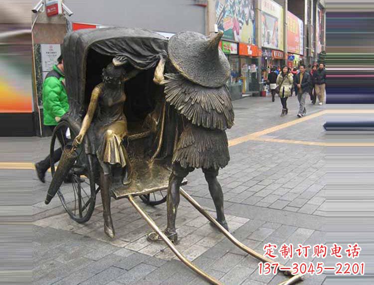 徐州坐黄包车的女人铜雕