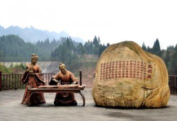 徐州卓文君与司马相如凤求凰公园景观雕塑-历史典故人物情景雕塑