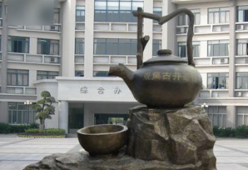 徐州流水茶壶茶杯景观铜雕