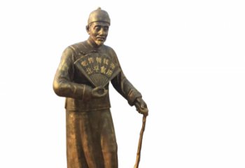徐州拿扇子的老人铜雕
